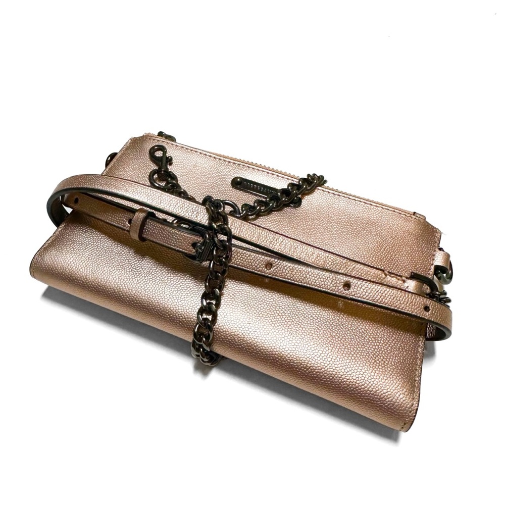 Rebecca Minkoff Metallic Rose Gold Crossbody Wallet with Chain Strap